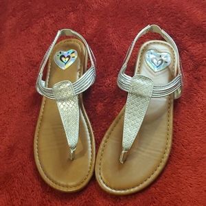 Justice Metallic Silver Thong Sandals